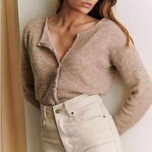 SEZANE Gaspard Cardigan in Light Beige, Size XL